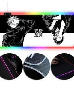 OneHeroSuits Jujutsu Kaisen Creative RGB LED Gaming Mouse Pad Jujutsu Kaisen Printing Black And White