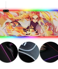OneHeroSuits RGB Lighting Mouse Pad Rengoku Kyoujurou Infinity Train Painting 13 OneHeroSuits RGB Lighting Mouse Pad Rengoku Kyoujurou Infinity Train Painting