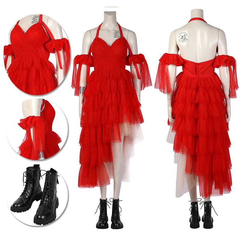 OneHeroSuits The Suicide Squad 2 Harley Quinn Red Dress Cosplay Costume 3 OneHeroSuits The Suicide Squad 2 Harley Quinn Red Dress Cosplay Costume