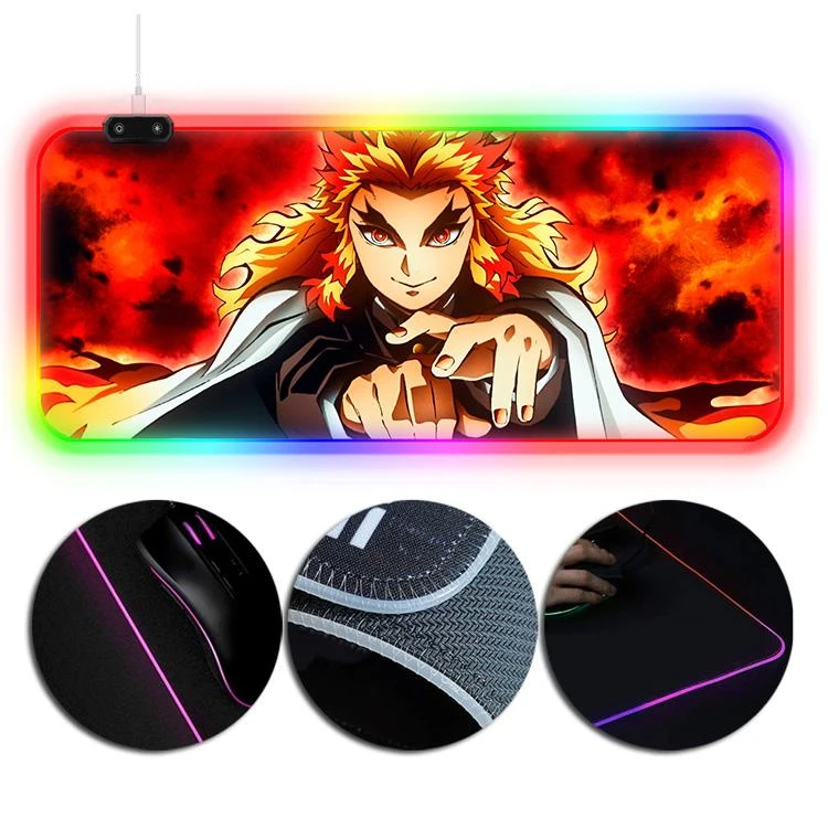 OneHeroSuits RGB Lighting Mouse Pad Rengoku Kyoujurou Infinity Train Painting 3 OneHeroSuits RGB Lighting Mouse Pad Rengoku Kyoujurou Infinity Train Painting
