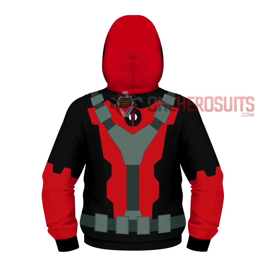 OneHeroSuits Kids Cosplay Kids Deadpool Creative 3D Printed Zip Hoodie 5 OneHeroSuits Kids Cosplay Kids Deadpool Creative 3D Printed Zip Hoodie