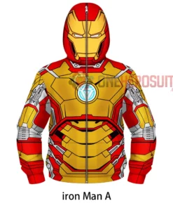 OneHeroSuits Kids Cosplay Kids Iron Man Creative 3D Printed Zip Hoodie