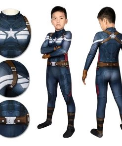 OneHeroSuits Sales Store 26 OneHeroSuits Captain America Suits For Kids Detail Printed Cosplay Costume For Halloween