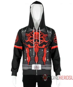 OneHeroSuits Captain America Hydra Hoodie Creative Printed Zip-Up Hooded Sweatshirt Cozy Hoodies