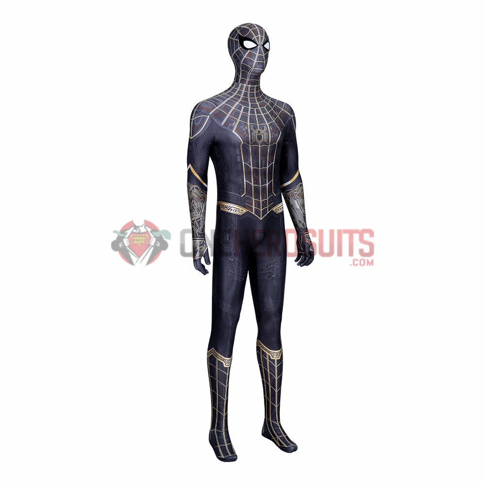 OneHeroSuits Spiderman 3 Cosplay Costumes Spiderman No Way Home Black Gold Suits 10 OneHeroSuits Spiderman 3 Cosplay Costumes Spiderman No Way Home Black Gold Suits