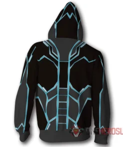 OneHeroSuits Iron Man Hoodies Iron Heart Blue Creative Printed Zip-Up Hooded Sweatshirt