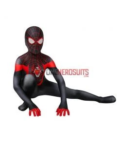 OneHeroSuits Kids Spider-man Miles Morales PS5 Cosplay Suit Children Halloween Cosplay Jumpsuit