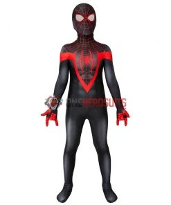 OneHeroSuits Kids Spider-man Miles Morales PS5 Cosplay Suit Children Halloween Cosplay Jumpsuit