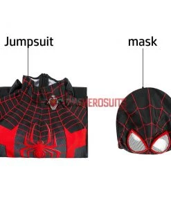 OneHeroSuits Kids Spider-man Miles Morales PS5 Cosplay Suit Children Halloween Cosplay Jumpsuit