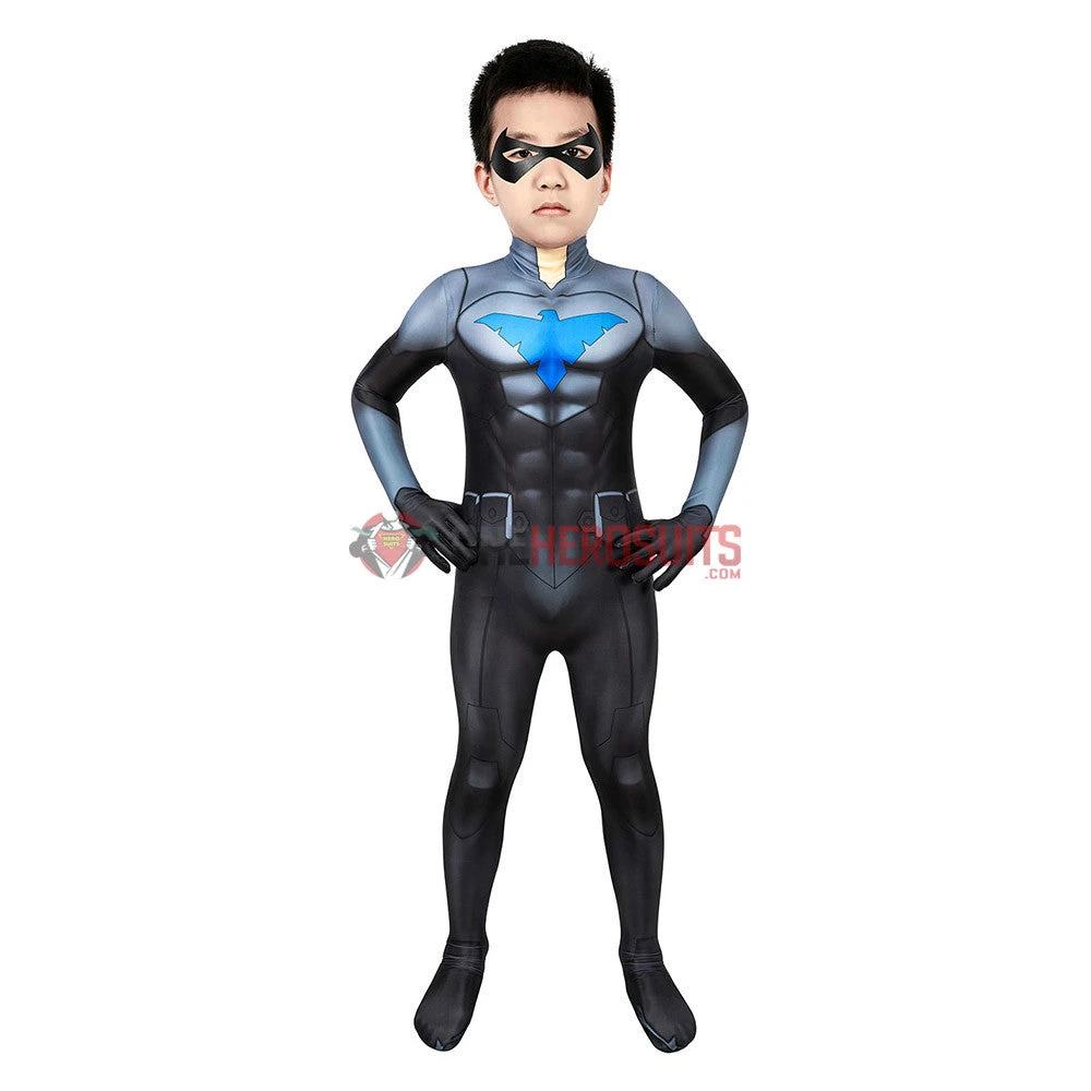 OneHeroSuits Kids Nightwing Cosplay Suit Comic Edition Creative Gifts For Children Expert-level Cosplay Bodysuit & Zentai 4 OneHeroSuits Kids Nightwing Cosplay Suit Comic Edition Creative Gifts For Children Expert-level Cosplay Bodysuit & Zentai
