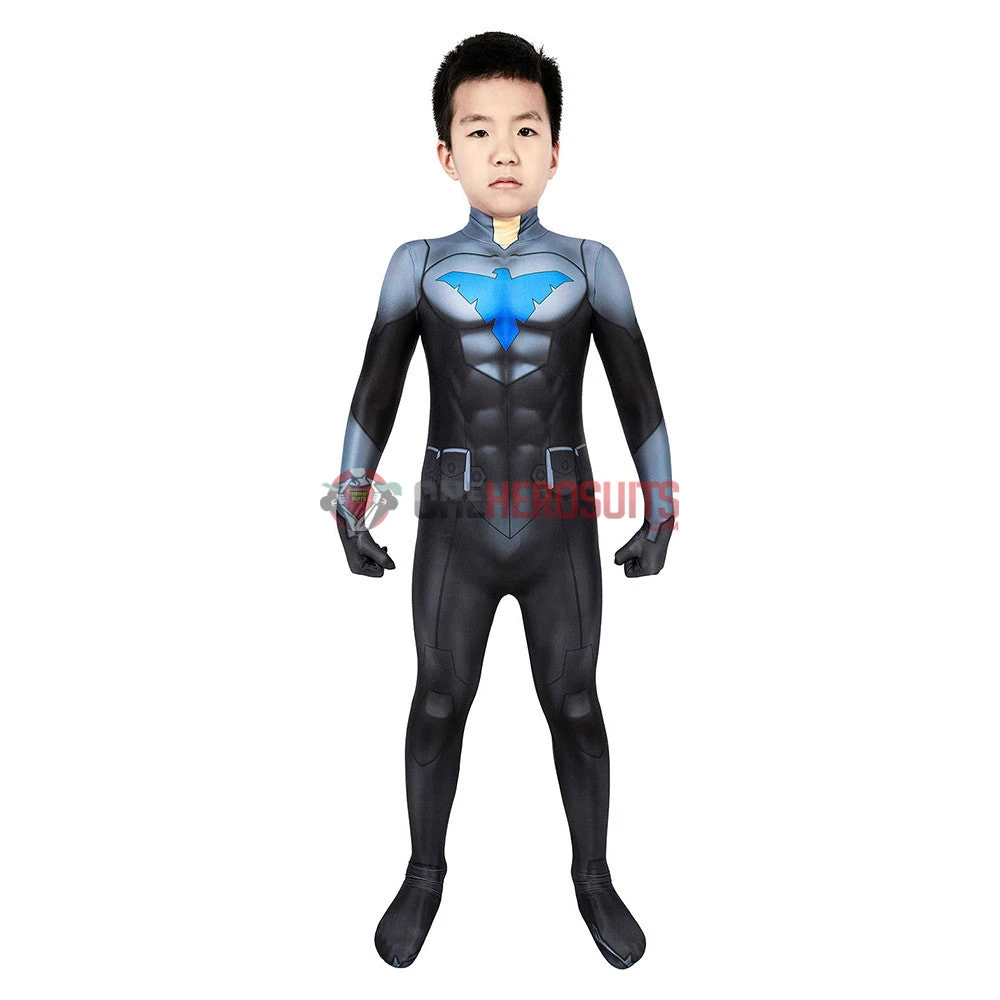 OneHeroSuits Kids Nightwing Cosplay Suit Comic Edition Creative Gifts For Children Expert-level Cosplay Bodysuit & Zentai 5 OneHeroSuits Kids Nightwing Cosplay Suit Comic Edition Creative Gifts For Children Expert-level Cosplay Bodysuit & Zentai