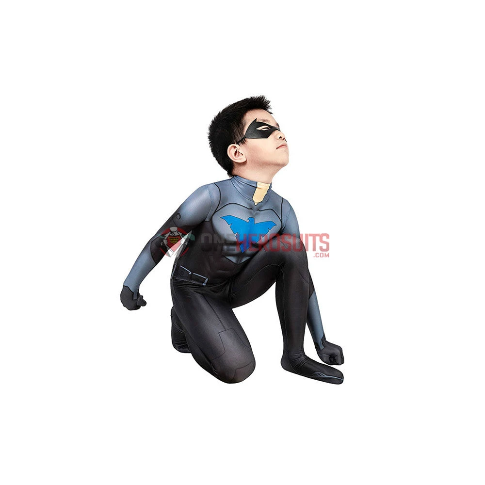 OneHeroSuits Kids Nightwing Cosplay Suit Comic Edition Creative Gifts For Children Expert-level Cosplay Bodysuit & Zentai 7 OneHeroSuits Kids Nightwing Cosplay Suit Comic Edition Creative Gifts For Children Expert-level Cosplay Bodysuit & Zentai