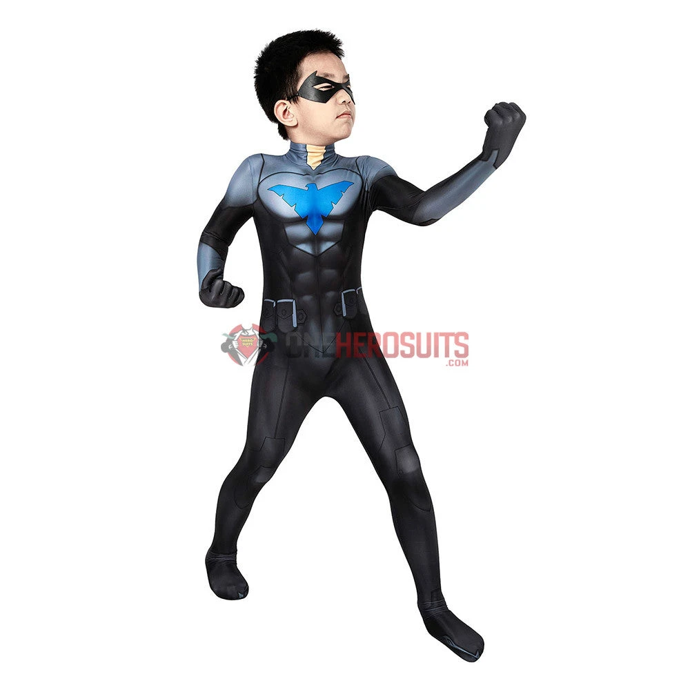 OneHeroSuits Kids Nightwing Cosplay Suit Comic Edition Creative Gifts For Children Expert-level Cosplay Bodysuit & Zentai 8 OneHeroSuits Kids Nightwing Cosplay Suit Comic Edition Creative Gifts For Children Expert-level Cosplay Bodysuit & Zentai
