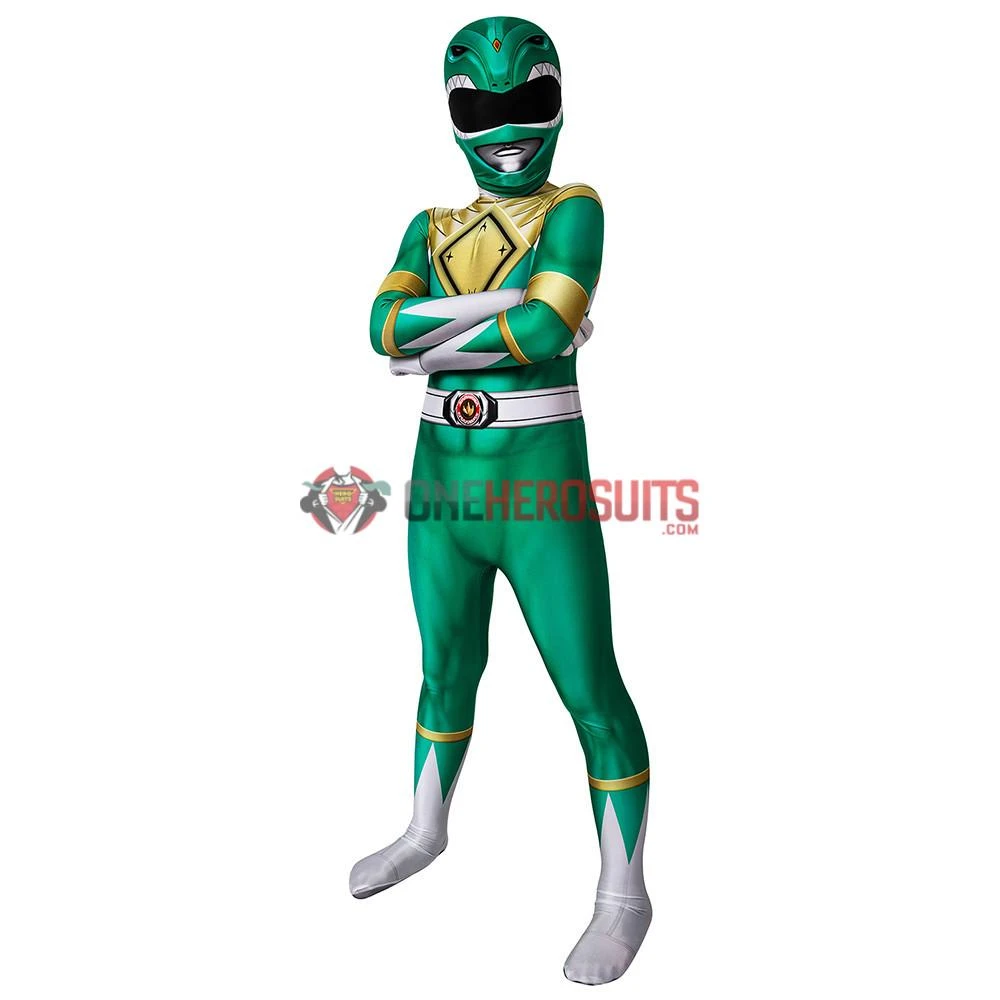 OneHeroSuits Kids Green Power Ranger Cosplay Suit Expert-level Cosplay Bodysuit & Zentai 4 OneHeroSuits Kids Green Power Ranger Cosplay Suit Expert-level Cosplay Bodysuit & Zentai