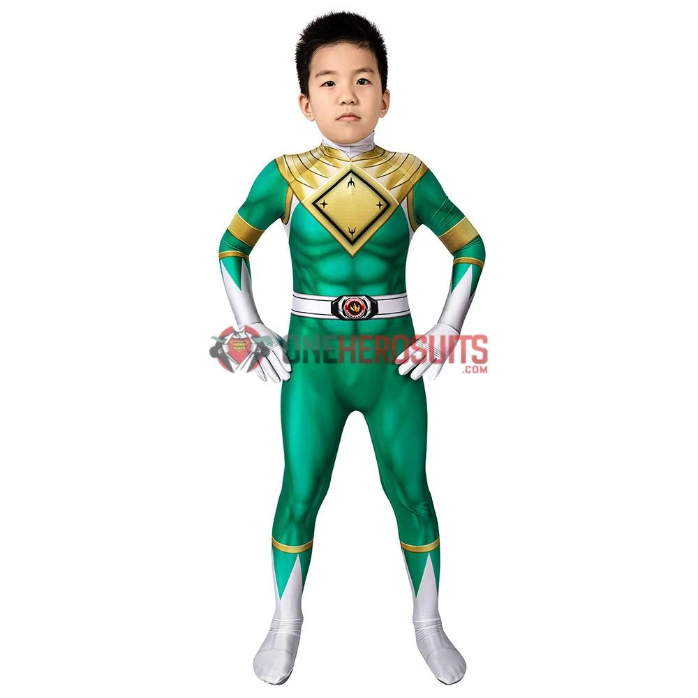 OneHeroSuits Kids Green Power Ranger Cosplay Suit Expert-level Cosplay Bodysuit & Zentai 7 OneHeroSuits Kids Green Power Ranger Cosplay Suit Expert-level Cosplay Bodysuit & Zentai