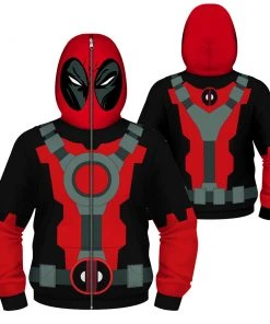 OneHeroSuits Kids Cosplay Kids Deadpool Creative 3D Printed Zip Hoodie