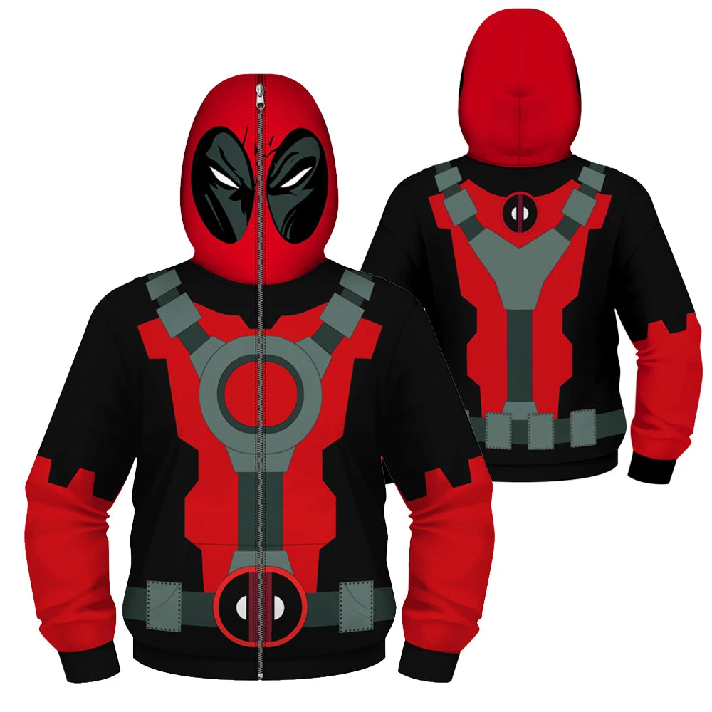 OneHeroSuits Kids Cosplay Kids Deadpool Creative 3D Printed Zip Hoodie 3 OneHeroSuits Kids Cosplay Kids Deadpool Creative 3D Printed Zip Hoodie