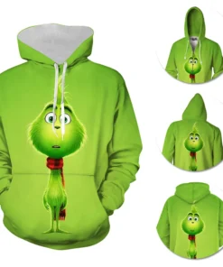 OneHeroSuits Little Grinch Hoodies The Grinch Christmas Printed Hooded Sweatshirt