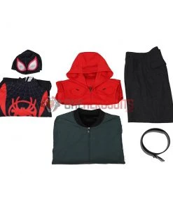 OneHeroSuits Miles Morales Cosplay Costumes Spider Man Into The Spider Verse Miles Green Coat