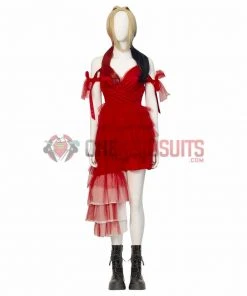 OneHeroSuits Costumes The Suicide Squad Red Dress Cosplay Boots Harley Quinn Top Leval Shoes