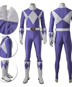 OneHeroSuits Expert-level Cosplay Bodysuit & Zentai Purple Power Ranger Cosplay Suit Mighty Morphin Power Rangers Suit