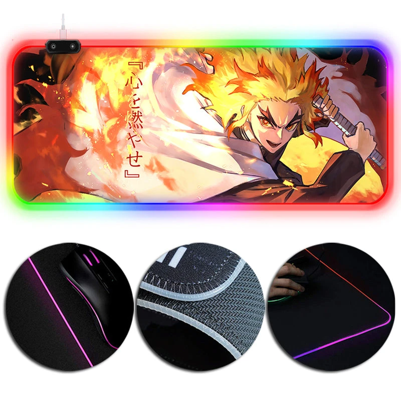 OneHeroSuits Mouse Pad RGB Gaming X-Large Mousepad Demon Slayer Flame Pillar Kyojuro Rengoku Creative Printed 3 OneHeroSuits Mouse Pad RGB Gaming X-Large Mousepad Demon Slayer Flame Pillar Kyojuro Rengoku Creative Printed