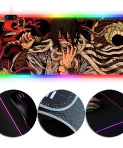 OneHeroSuits Mouse Pad RGB Lighting X-Large Mousepad Demon Slayer Snake Pillar Obanai Iguro Creative Printed