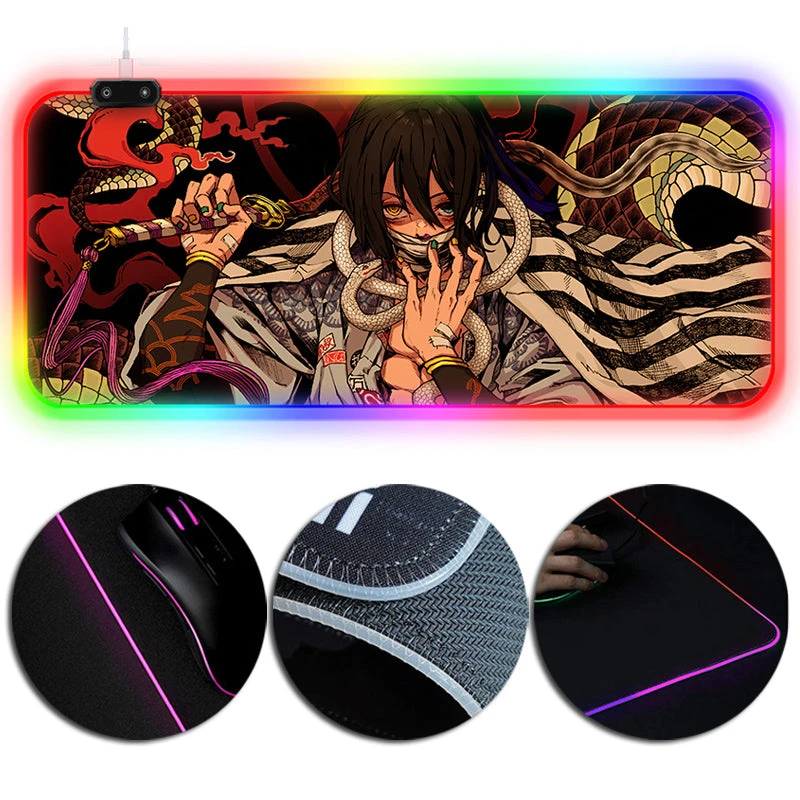 OneHeroSuits Mouse Pad RGB Lighting X-Large Mousepad Demon Slayer Snake Pillar Obanai Iguro Creative Printed 3 OneHeroSuits Mouse Pad RGB Lighting X-Large Mousepad Demon Slayer Snake Pillar Obanai Iguro Creative Printed