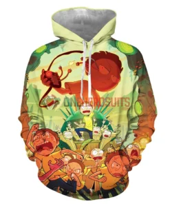 OneHeroSuits Cozy Hoodies Rick And Morty Hoodies Creative 3D Print Pullover Hooded Sweatshirt Ver.2