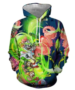 OneHeroSuits Cozy Hoodies Rick And Morty Hoodies Creative 3D Print Pullover Hooded Sweatshirt Ver.2