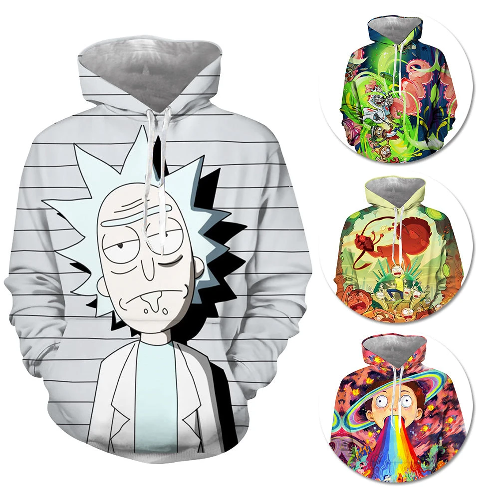 OneHeroSuits Cozy Hoodies Rick And Morty Hoodies Creative 3D Print Pullover Hooded Sweatshirt Ver.2