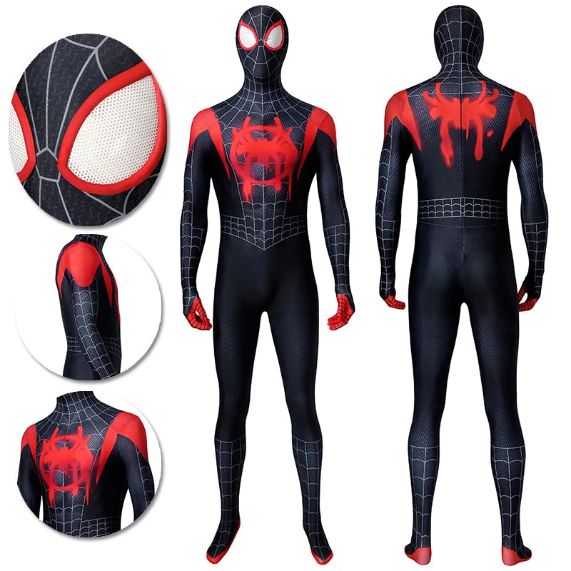 OneHeroSuits Zentai/Jumpsuit Spider-Man Into The Spider-Verse Miles Morales Cosplay Costume HD Printed Jumpsuits 3 OneHeroSuits Zentai/Jumpsuit Spider-Man Into The Spider-Verse Miles Morales Cosplay Costume HD Printed Jumpsuits