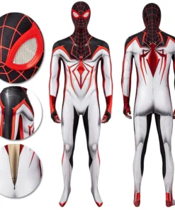 OneHeroSuits Spider-man Tracksuit Spiderman Miles Morales White Cosplay Suit