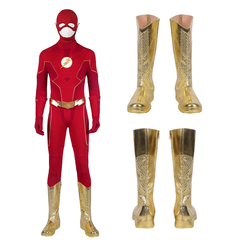 OneHeroSuits The Flash Season 8 Cosplay Shoes Gold Boots Costumes 3 OneHeroSuits The Flash Season 8 Cosplay Shoes Gold Boots Costumes