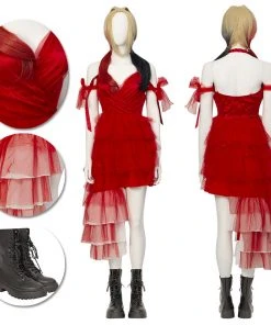 OneHeroSuits The Suicide Squad Red Dress Cosplay Costumes Harley Quinn Top Leval Suits