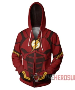 OneHeroSuits Cozy Hoodies The Flash Hoodie Barry Allen Red Creative Printed Zip-Up Hooded Sweatshirt