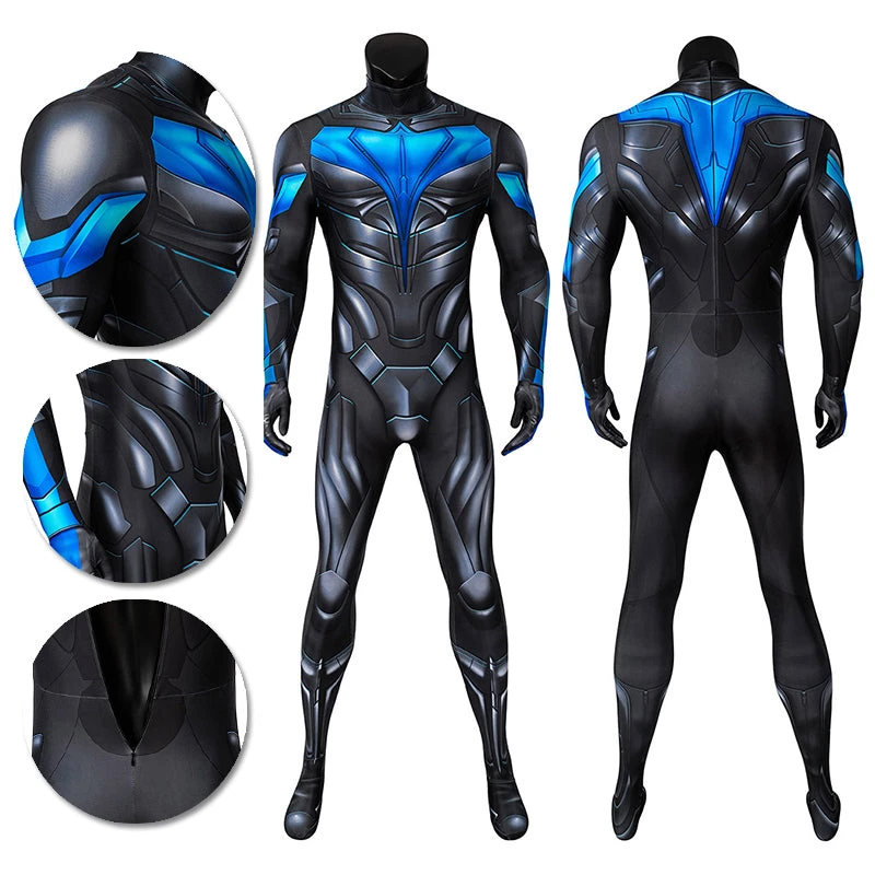 OneHeroSuits Titans Nightwing Cosplay Costume Detail Printed Spandex Suit Expert-level Cosplay Bodysuit & Zentai 3 OneHeroSuits Titans Nightwing Cosplay Costume Detail Printed Spandex Suit Expert-level Cosplay Bodysuit & Zentai