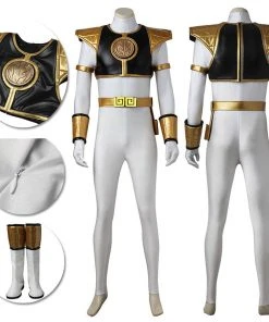 OneHeroSuits White Ranger Cosplay Costume Mighty Morphin Power Rangers Suit