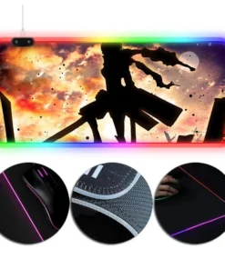 OneHeroSuits Attack On Titan Mikasa Ackerman Creative Printing RGB LED Gaming Mouse Pad Extra Large
