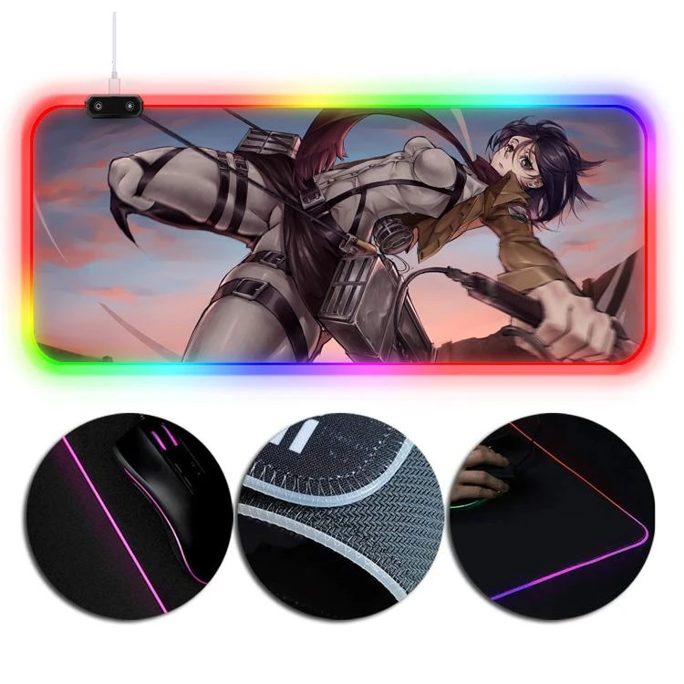 OneHeroSuits RGB Gaming Mouse Pad Extra Large Attack On Titan Mikasa Ackerman Fighting 3 OneHeroSuits RGB Gaming Mouse Pad Extra Large Attack On Titan Mikasa Ackerman Fighting