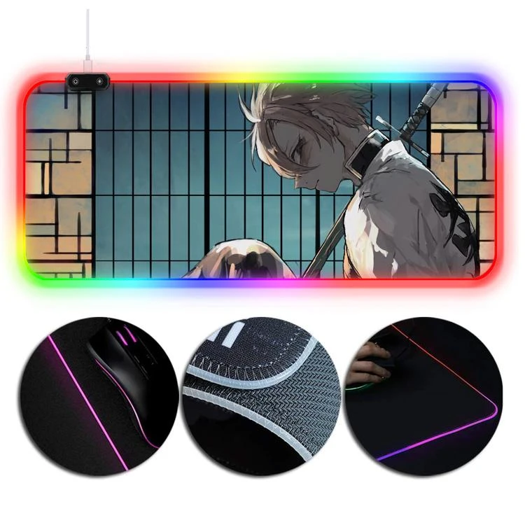 OneHeroSuits RGB LED Gaming Extended Mouse Pad Demon Slayer Wind Pillar Sanemi Shinazugawa Printing 3 OneHeroSuits RGB LED Gaming Extended Mouse Pad Demon Slayer Wind Pillar Sanemi Shinazugawa Printing