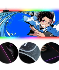 OneHeroSuits Demon Slayer Tanjiro Water Breathing Printed RGB Gaming Mouse Pad Extra Large