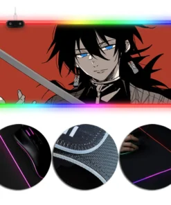 OneHeroSuits Demon Slayer LED Mouse Pad Giyu Tomioka Painting Full Desktop Mousepad
