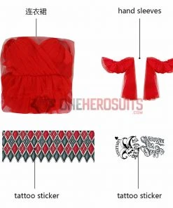 OneHeroSuits The Suicide Squad 2 Harley Quinn Red Dress Cosplay Costume