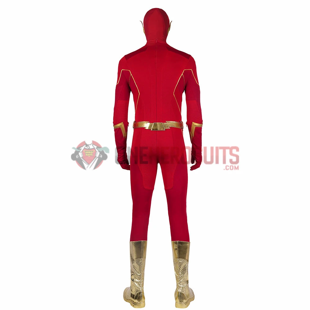 OneHeroSuits The Flash Season 8 Cosplay Costumes With Gold Boots 6 OneHeroSuits The Flash Season 8 Cosplay Costumes With Gold Boots